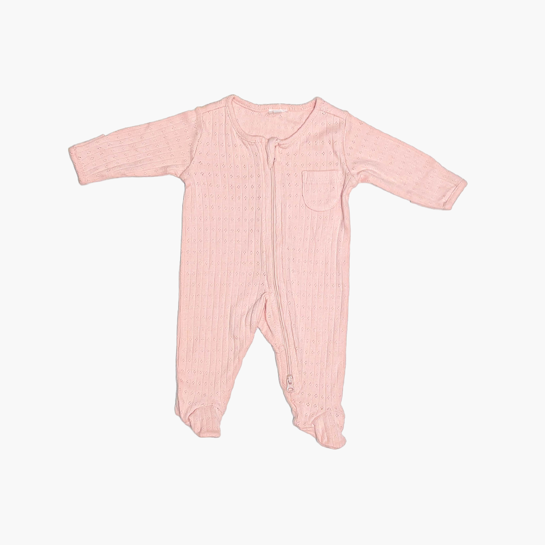 POWDER PINK POINTELLE SLEEPSUIT