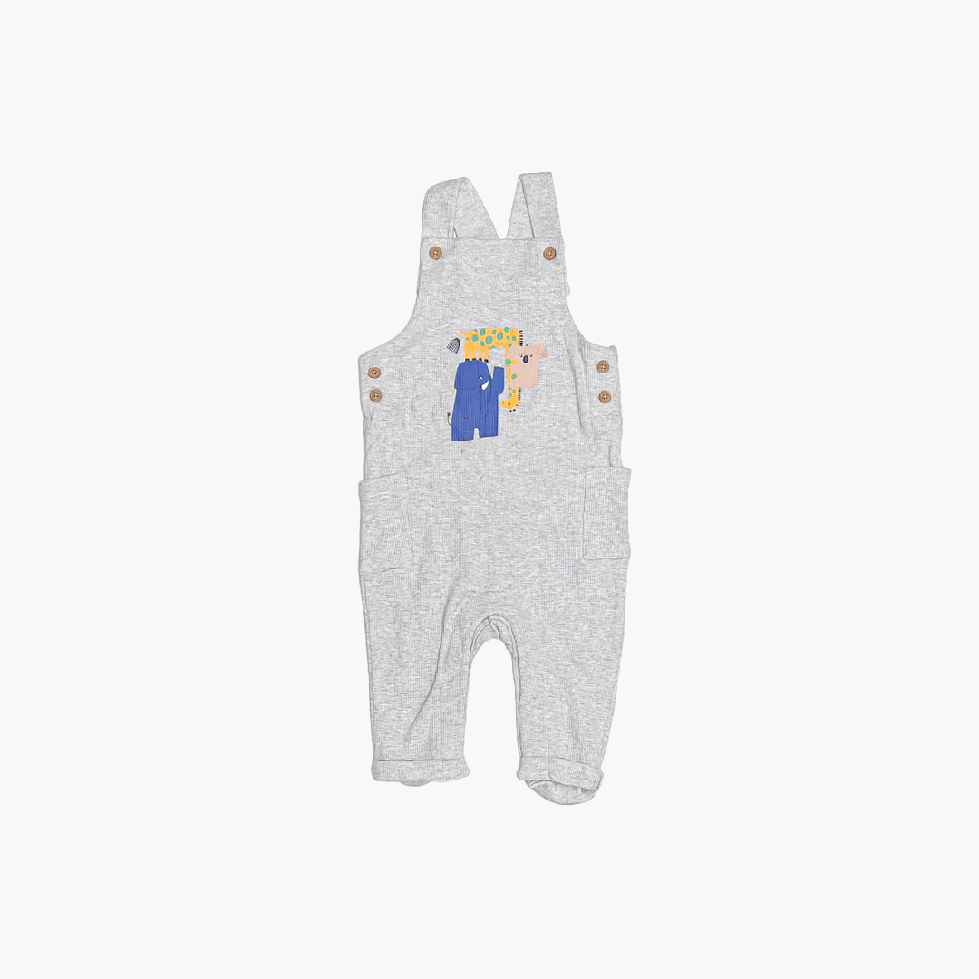 GREY KNITTED PRINTED DUNGAREE