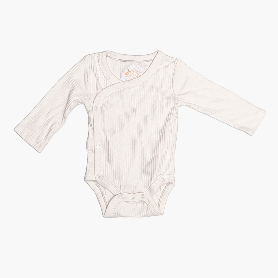 OFF WHITE RIBBED WRAP ONESIE