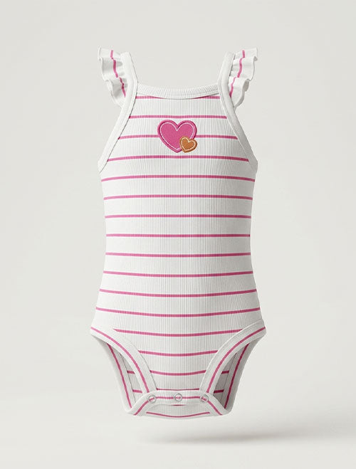 Pink striped love onesie