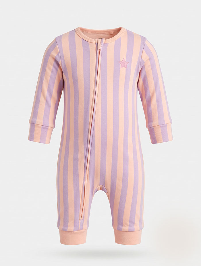 Peach and lavender zipper romper