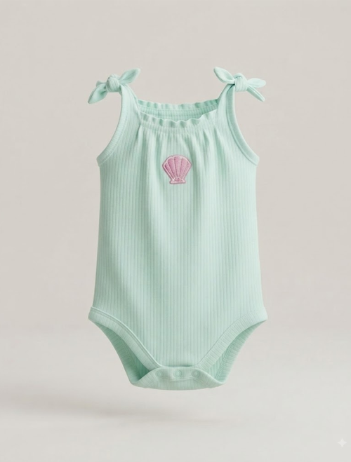 Green ribbed fancy onesie