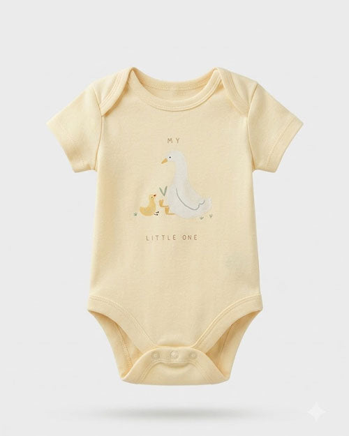 Yellow duck printed onesie