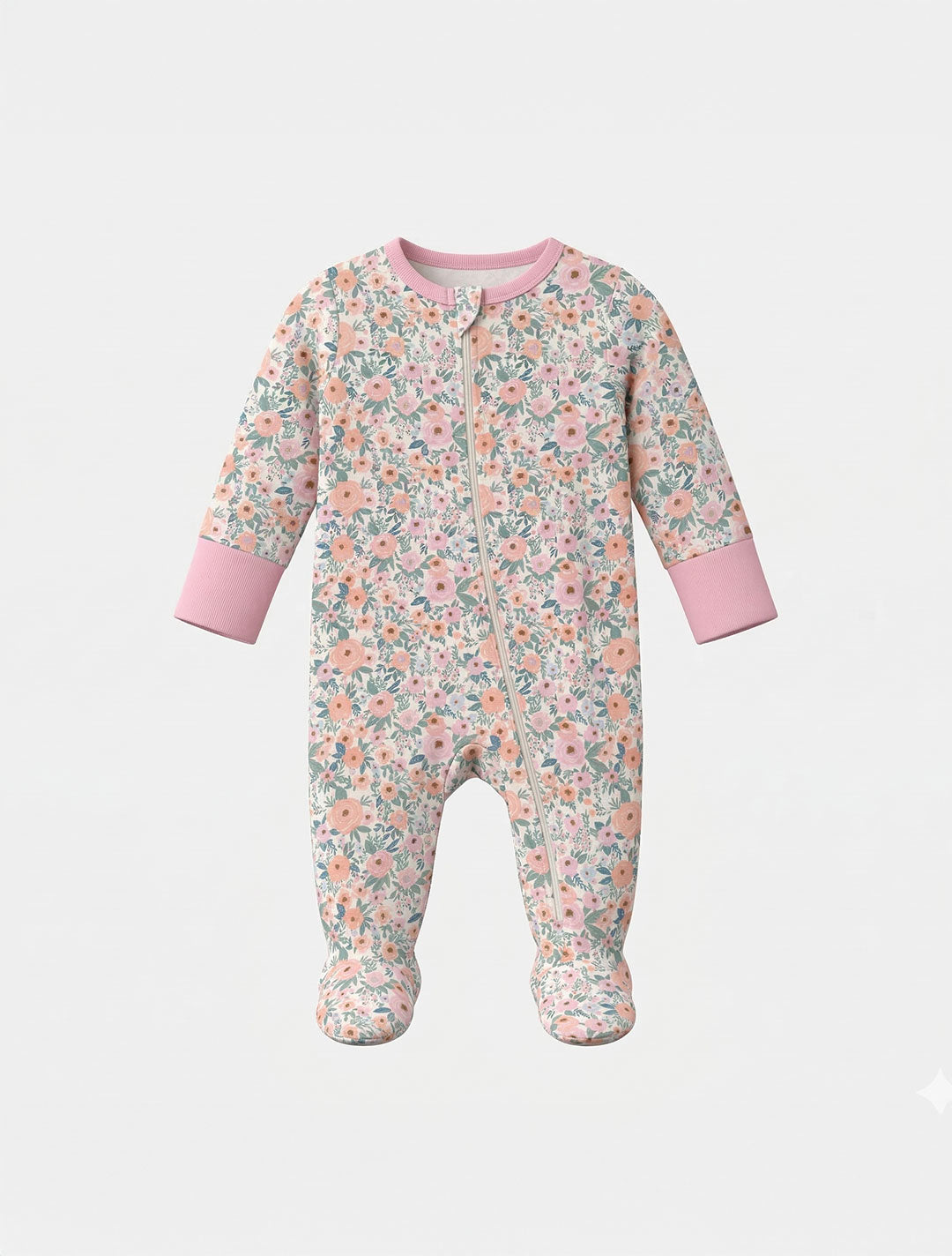 PINK FLORAL SLEEPSUIT