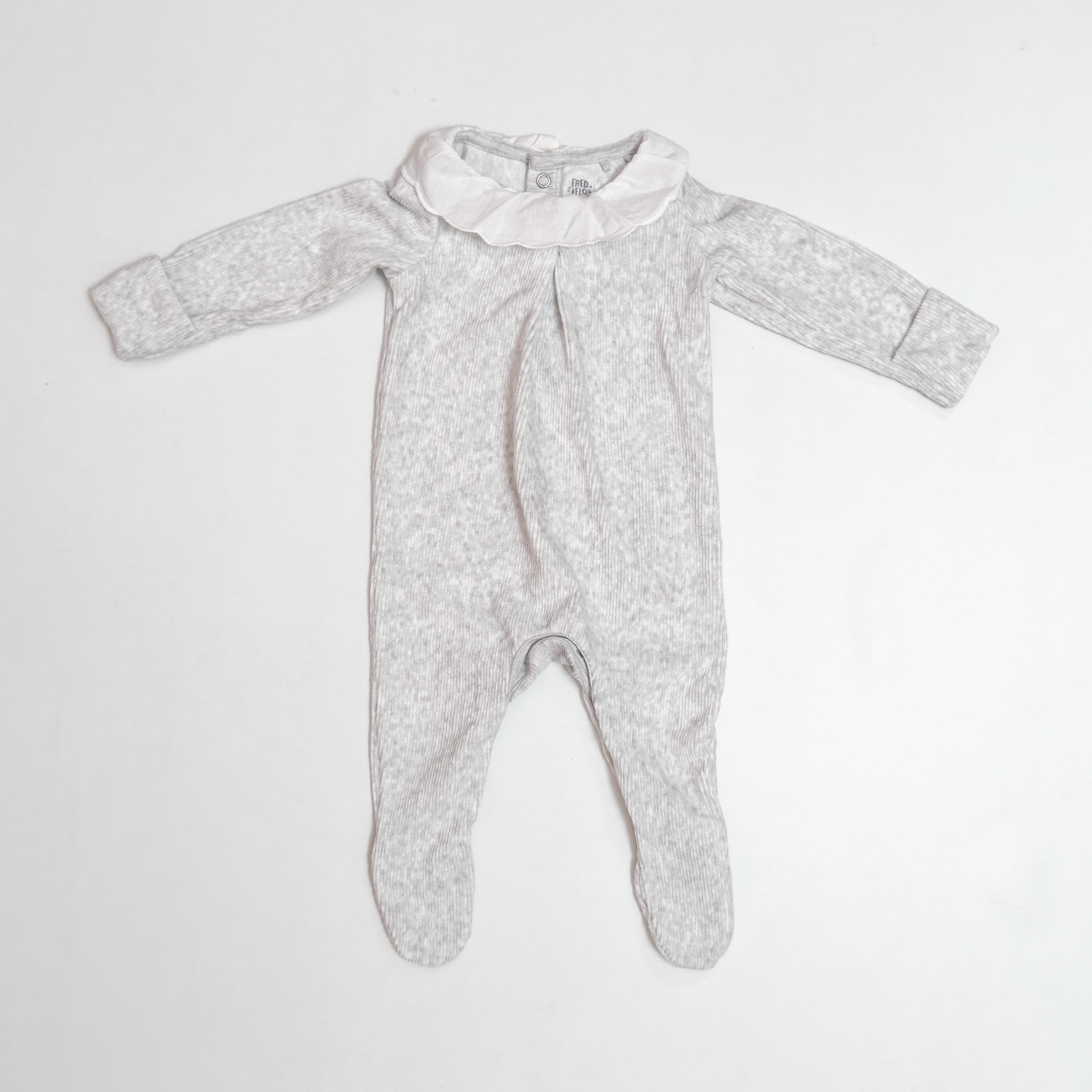GREY RIBBED SLEEPSUIT