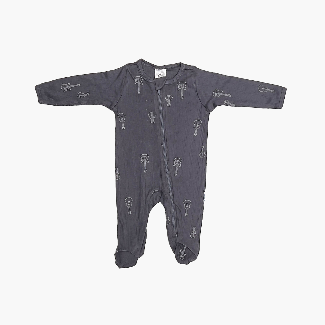 GREY RIBBED SLEEPSUIT