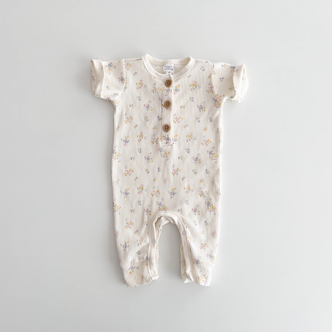 RIBBED KNIT FLORAL ROMPER