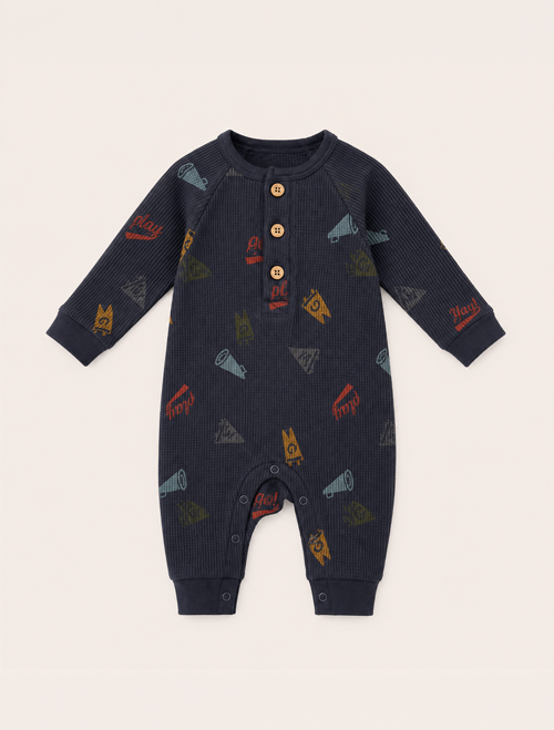 Navy blue knitted romper