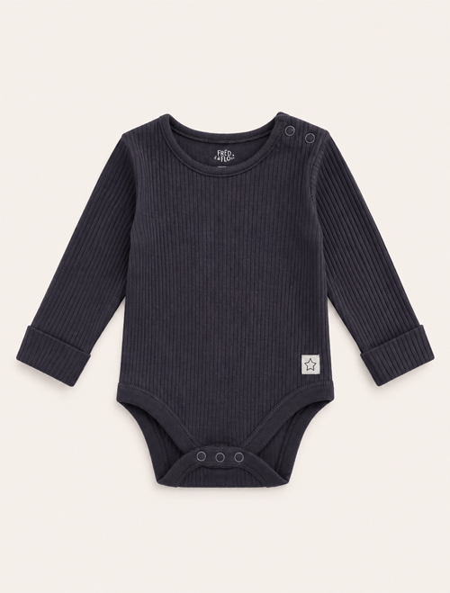 Black ribbed onesie