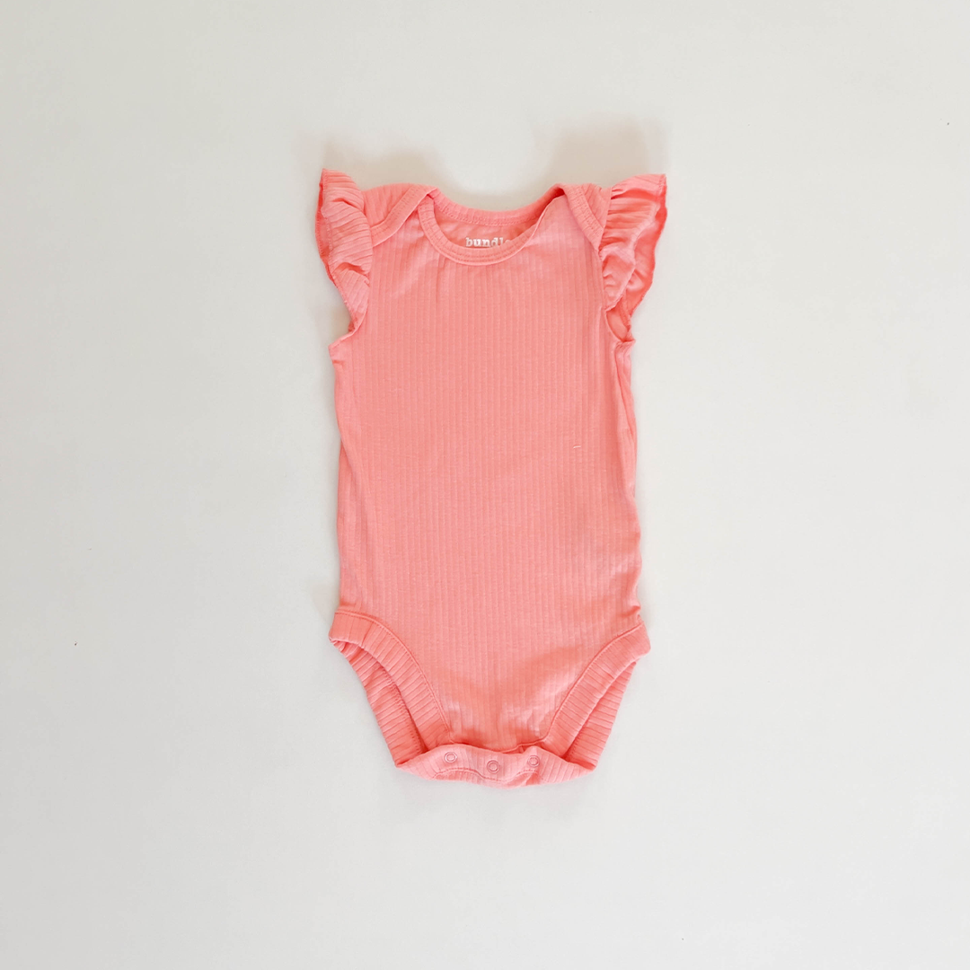 PEACH PINK RIBBED ONESIE