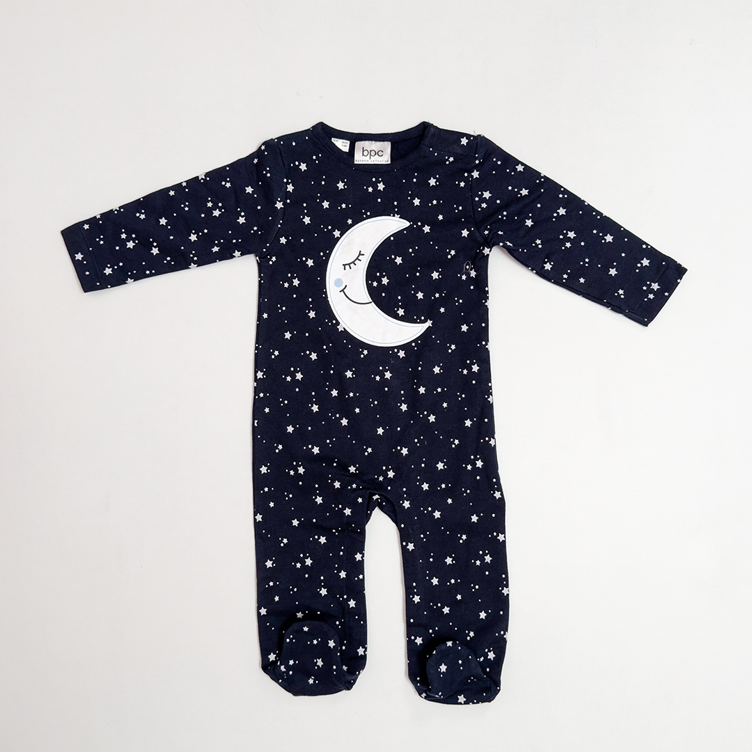 NAVY BLUE STAR PRINTED SLEEPSUIT