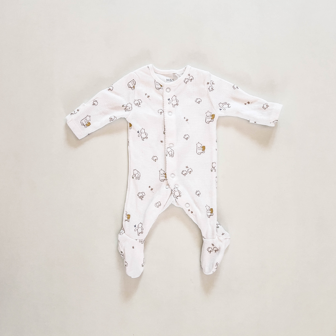 WHITE PHOO KNITTED SLEEPSUIT
