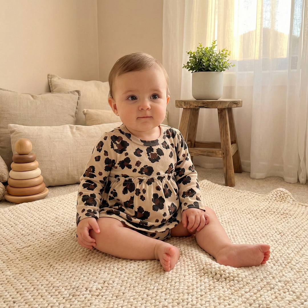 BROWN PATTERNED SUNSUIT