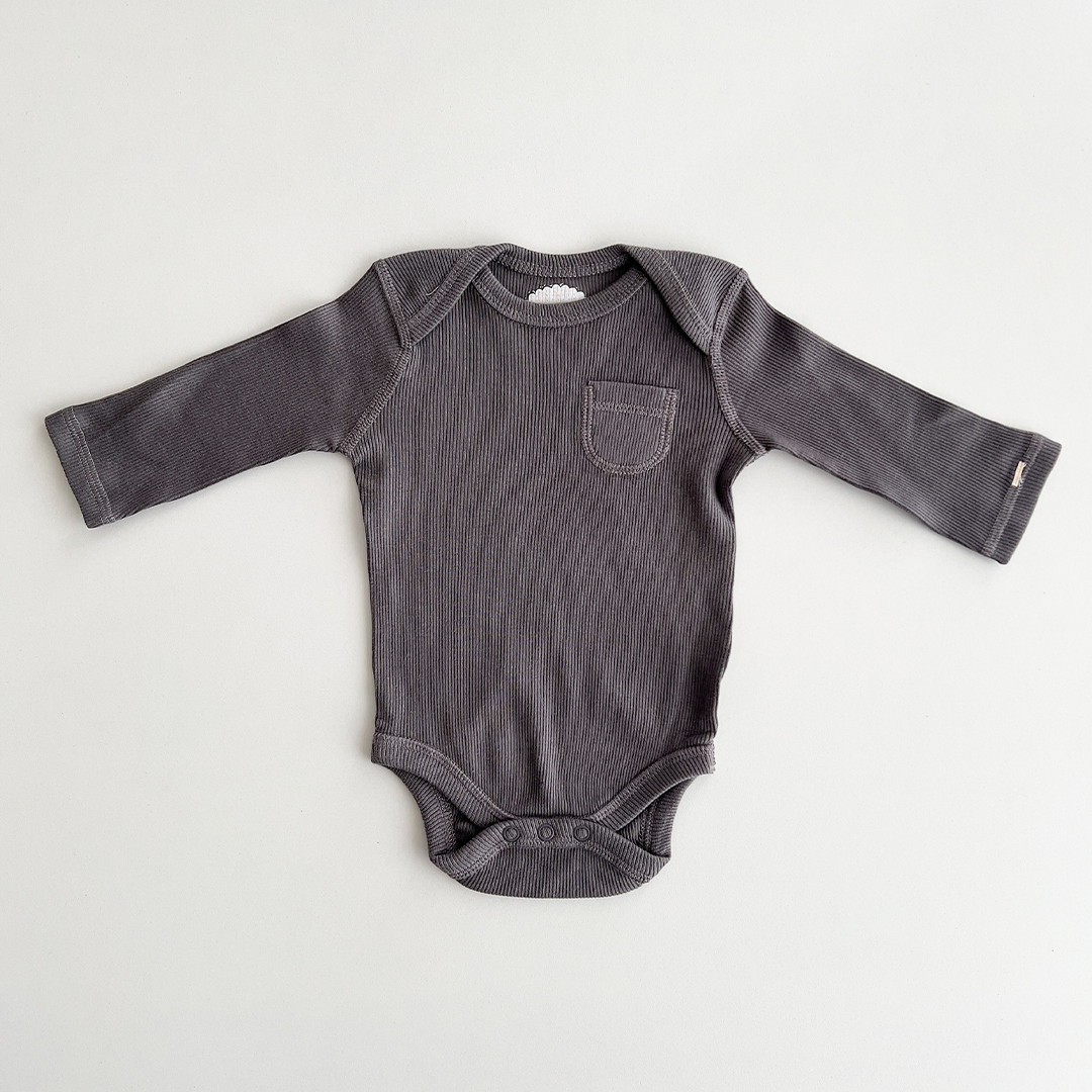 GREY RIBBED ONESIE