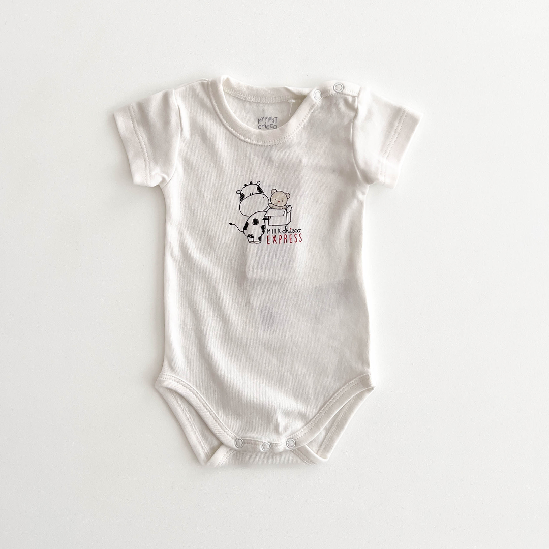 WHITE PRINT COTTON  ONESIE