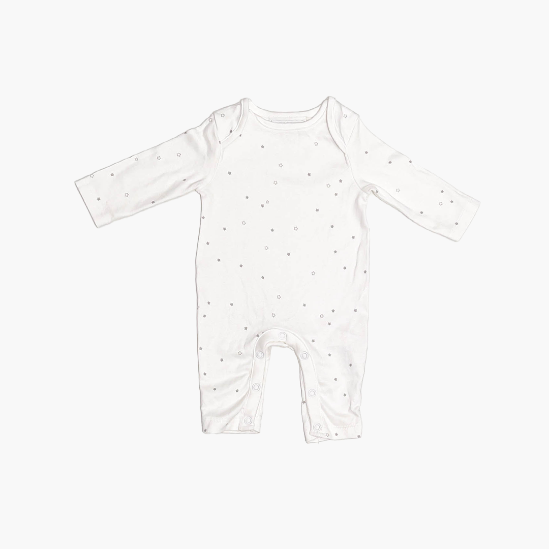 WHITE GREY STAR PRINTED ROMPER