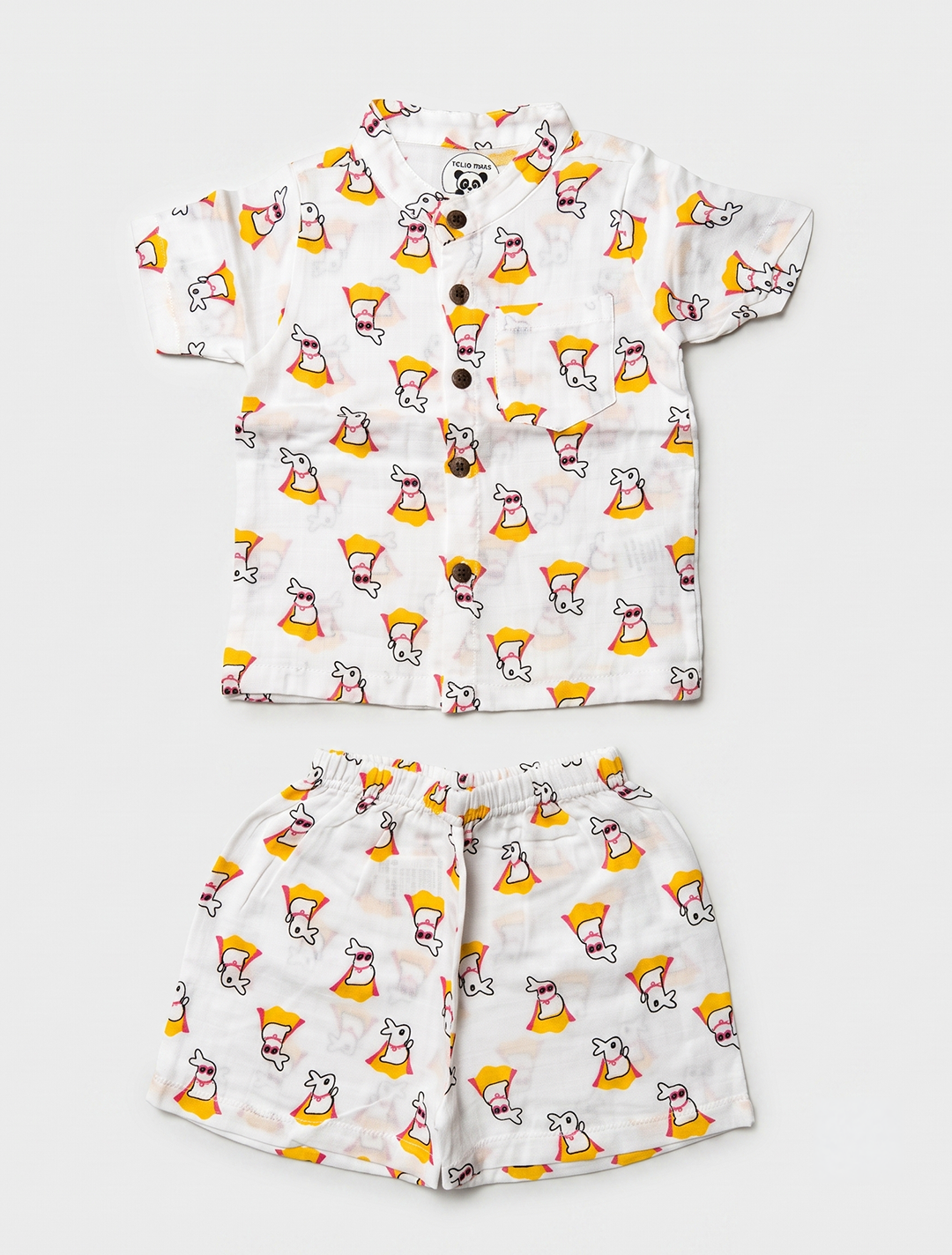 Printed Muslin Shirt & Shorts Co-ord Set – Super Hero