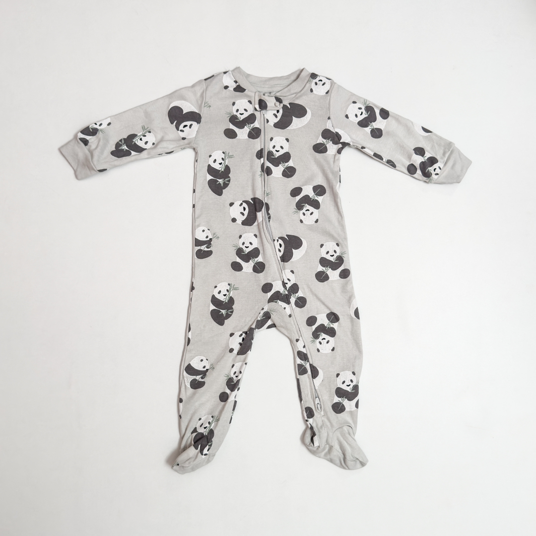 PANDA PRINTED ZIPPER SLEEPSUIT