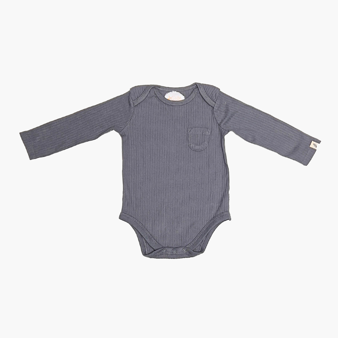 DARK GREY RIBBED ONESIE