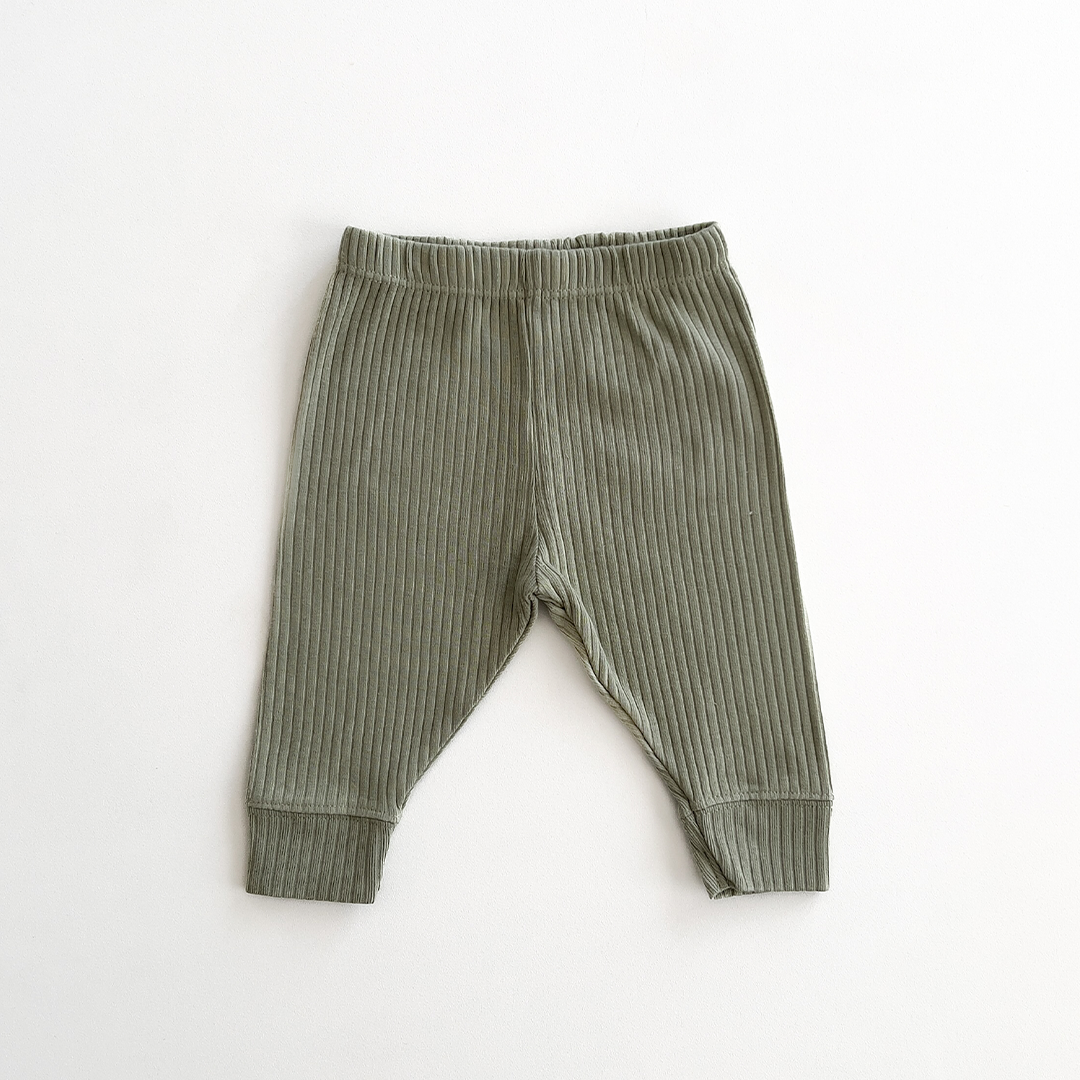 PASTEL GREEN RIBBED COTTON PANTS