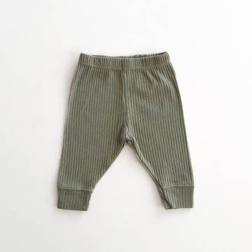 PASTEL GREEN RIBBED COTTON PANTS