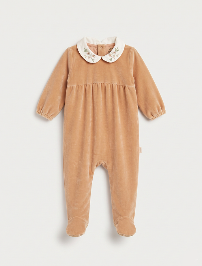 Velvet peter collar sleepsuit