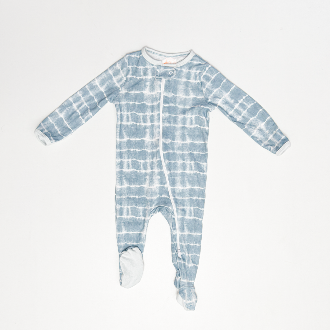 BLUE DIED ZIPPER SLEEPSUIT