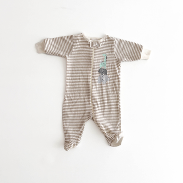 BEIGE STRIPE PRINT SLEEPSUIT