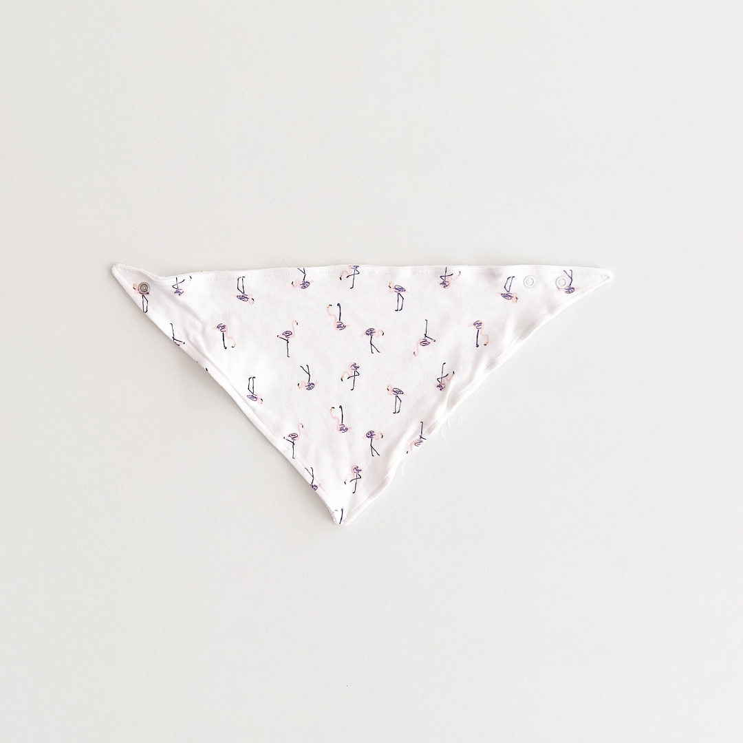 WHITE FLEMINGO PATTERNED BIB