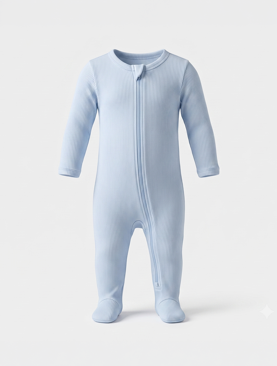 Powder blue ribbed sleepsuit