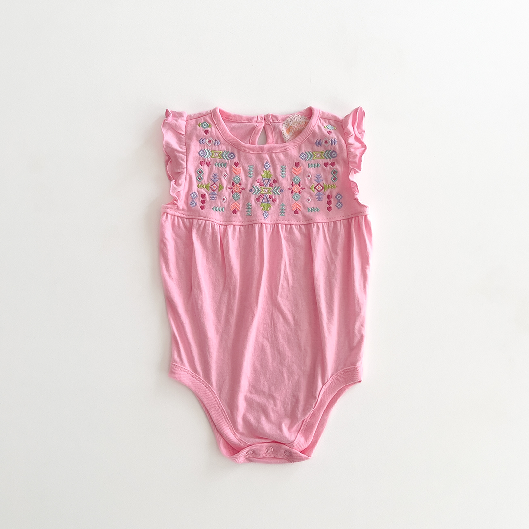 PINK BABY GIRLS FRILLED ONESIE