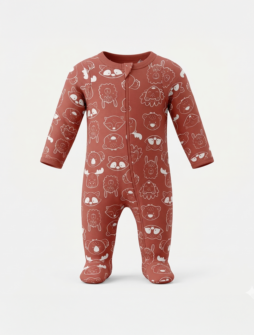 BRICK BROWN PRINTED SLEEPSUIT