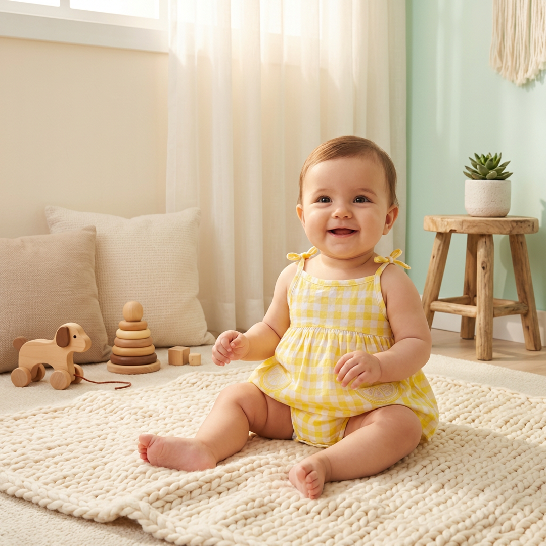 YELLOW GINGHAM LEMONE SUNSUIT