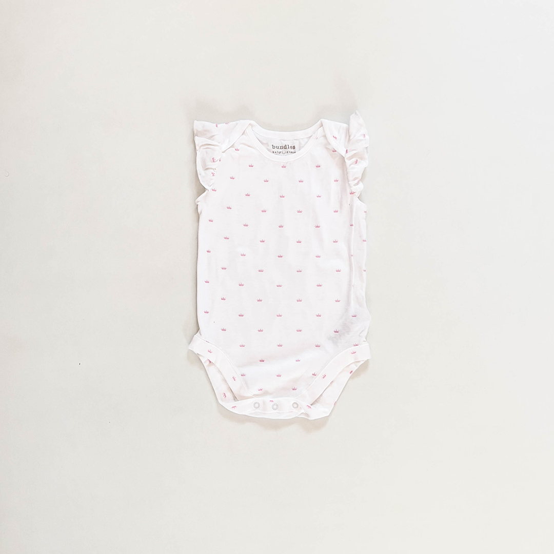 PINK CROWN PRINTED ONESIE