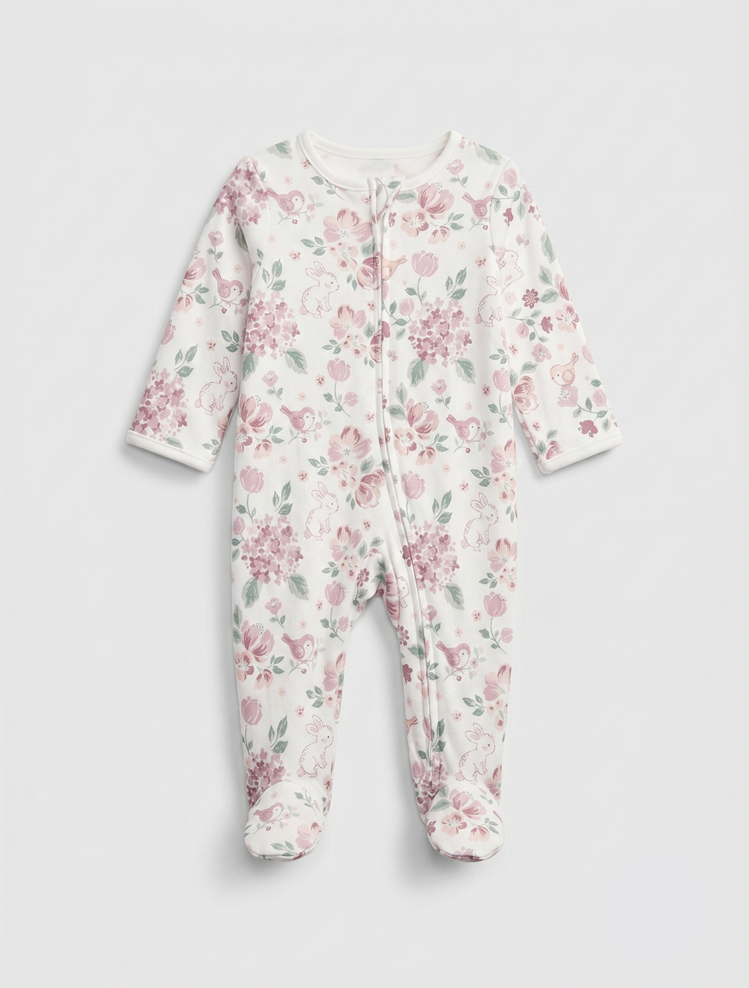 Lavender floral zipper sleepsuit