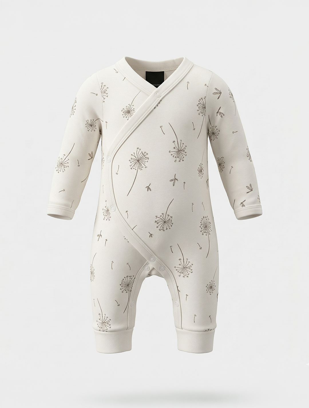 BEIGE PRINTED WRAPOVER ROMPER
