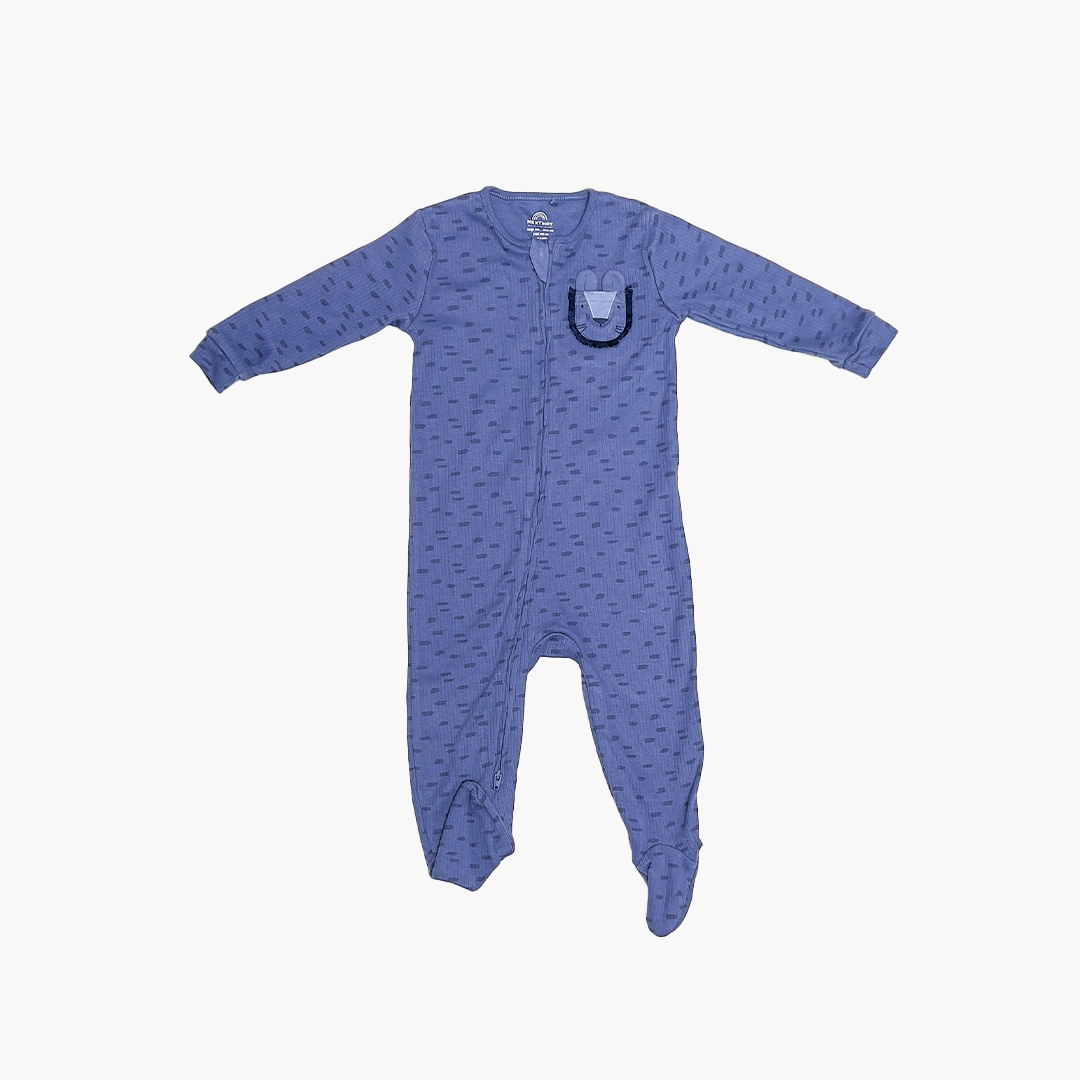 PREMIUM BLUE RIBBED SLEEPSUIT