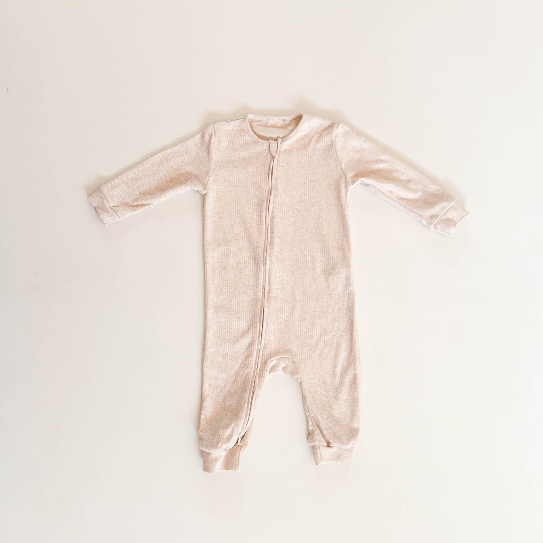 IVORY PLAIN RIBBED ROMPER