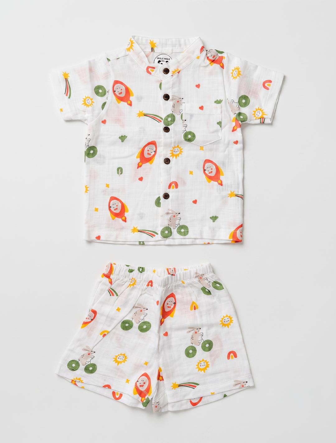 Printed Muslin Shirt & Shorts Co-ord Set – Rocket & Bunny