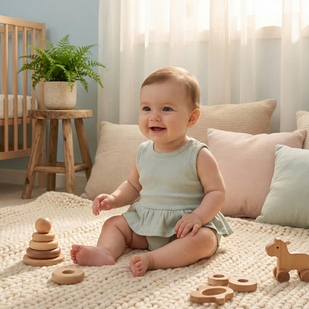 SAGE GREEN RIBBED SUNSUIT