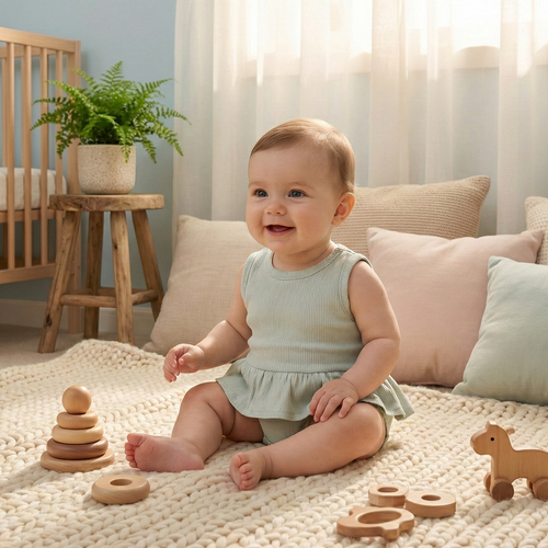 SAGE GREEN RIBBED SUNSUIT