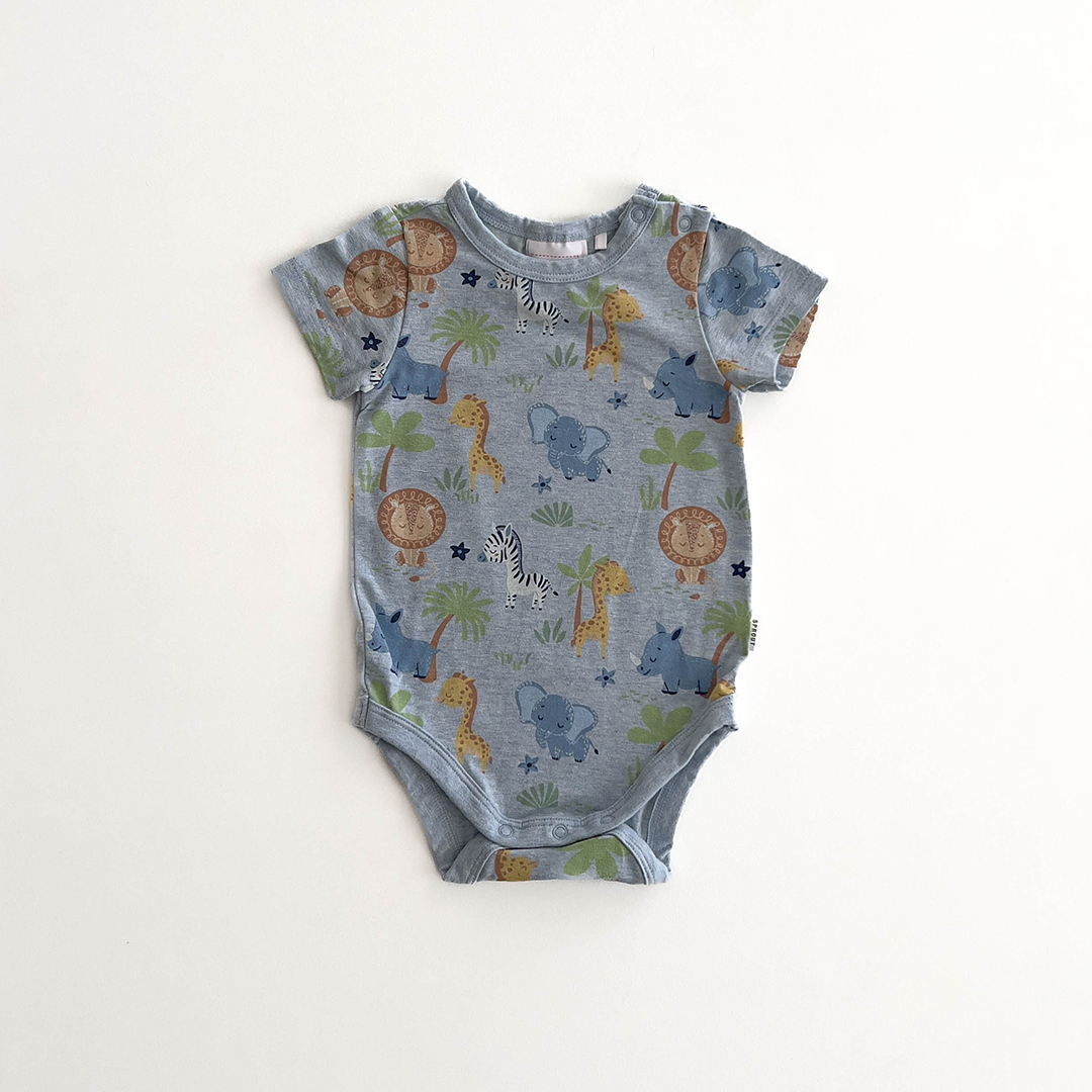 SPROUT ANIMAL PATTERNED ONESIE