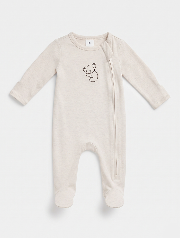 Beige side zipper sleep suit