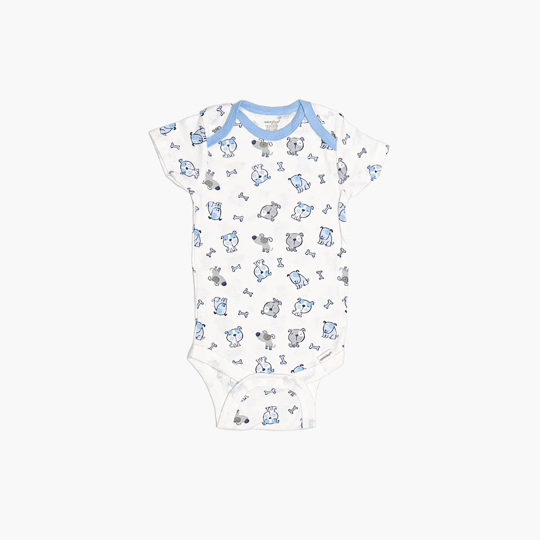 WHITE ANIMAL PRINTED ONESIE