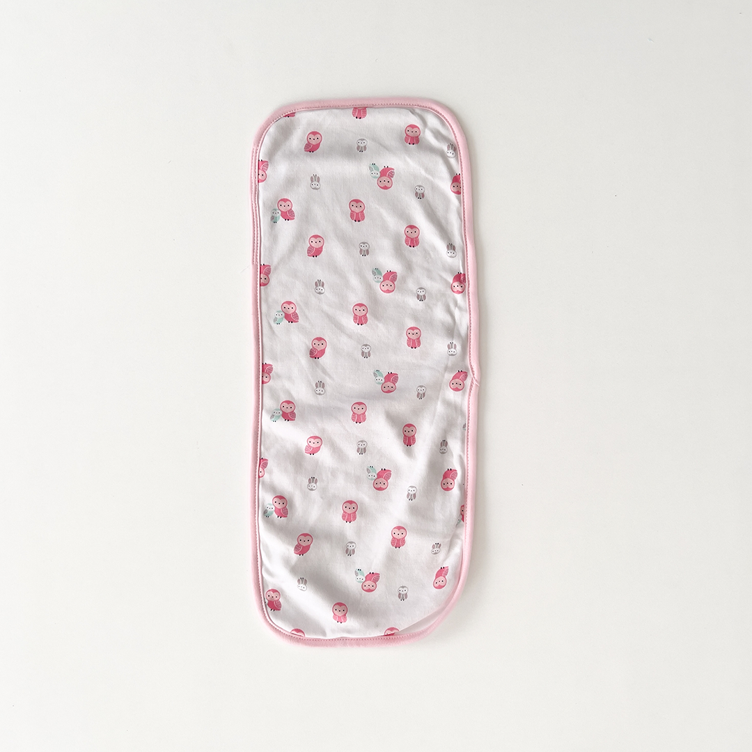 PINK CUTE OWL PATTERNED BURP CLOTH