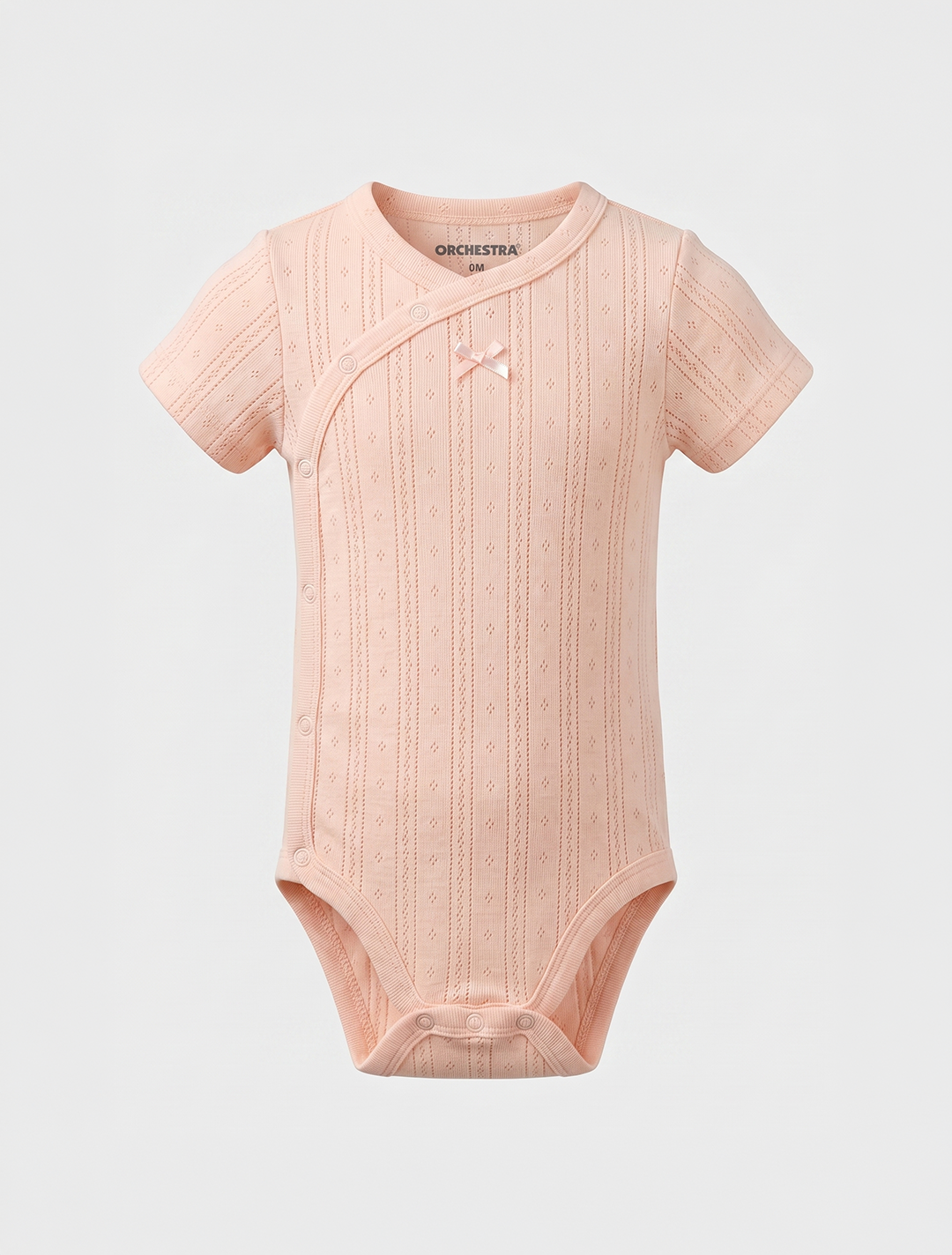 PEACH POINTELLE WRAPOVER ONESIE
