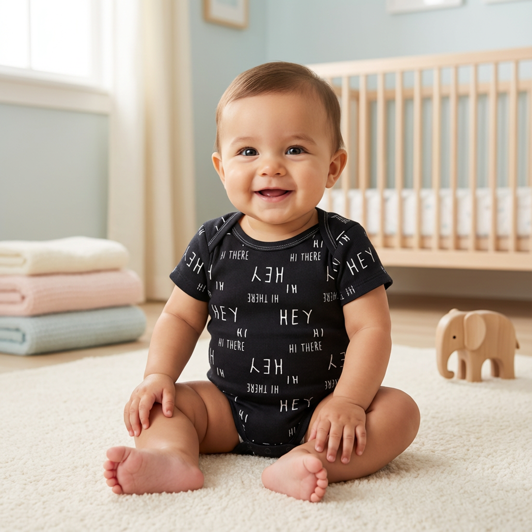 BLACK PRINTED ONESIE