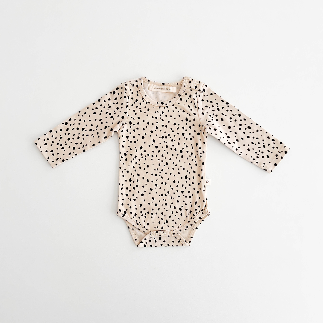 BEIGE BLACK PRINTED ONESIE
