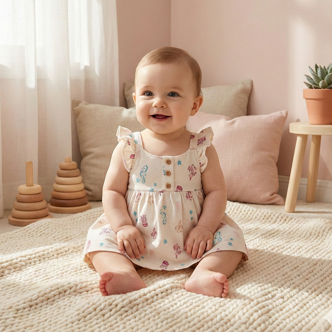 OFF WHITE SEA PATTERNED FROCK