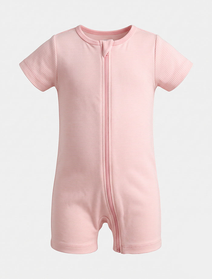 Pink stripes zipper jumpsuit